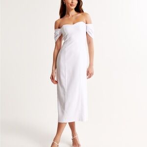 Abercrombie & Fitch White Sheath Dress Off the Shoulder Cap Sleeve